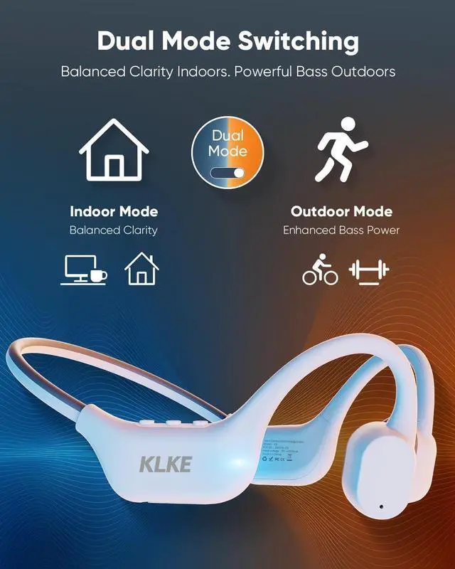 Alt view image 3 of 7 - Open-Ear Bone Conduction Headphones IP66 Waterproof Integrated Transducer Running Headphones with Dual Mode Rear Safety Light 10H Battery Advanced Mic for Cycling Hiking & Outdoor Sports