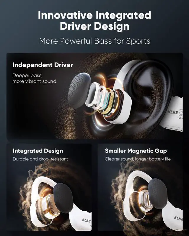 Alt view image 5 of 7 - Open-Ear Bone Conduction Headphones IP66 Waterproof Integrated Transducer Running Headphones with Dual Mode Rear Safety Light 10H Battery Advanced Mic for Cycling Hiking & Outdoor Sports