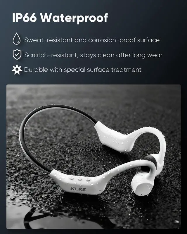 Alt view image 6 of 7 - Open-Ear Bone Conduction Headphones IP66 Waterproof Integrated Transducer Running Headphones with Dual Mode Rear Safety Light 10H Battery Advanced Mic for Cycling Hiking & Outdoor Sports