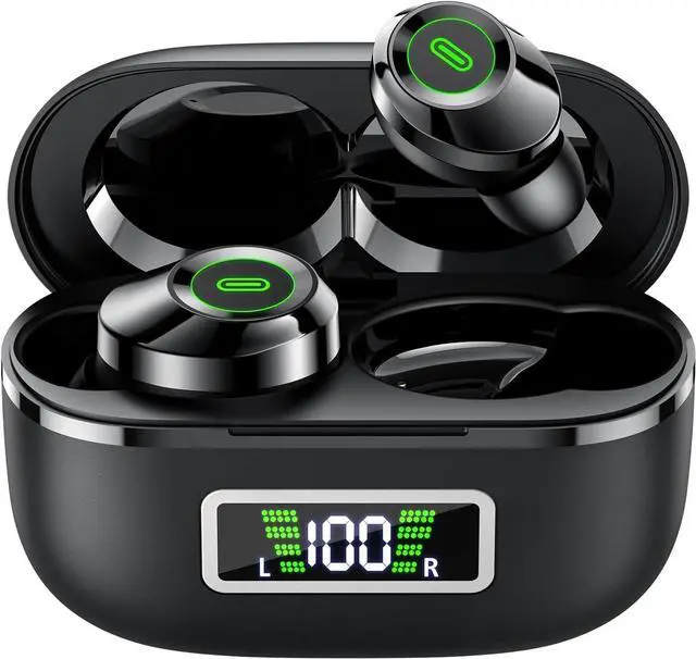 Main image of Wireless Earbuds Bluetooth 5.5 Headphones Bass Stereo Ear Buds with Noise Cancelling Mic LED Display in Ear Earphones 80H Playtime USB-C IP7 Waterproof Bluetooth Earbuds for Phones/Sports/Work