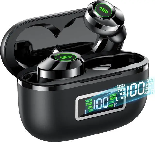 Alt view image 7 of 7 - Wireless Earbuds Bluetooth 5.5 Headphones Bass Stereo Ear Buds with Noise Cancelling Mic LED Display in Ear Earphones 80H Playtime USB-C IP7 Waterproof Bluetooth Earbuds for Phones/Sports/Work