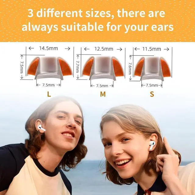 Alt view image 4 of 7 - Memory Foam Ear Tips for and 2 Silicone Shield 3 Pairs Replacement Tips (Grey Large)