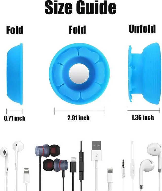 Alt view image 3 of 6 - Wired Earbud Case Earphone Headphone Cord Organizer Earbuds Wrap Soft Silicone Magnetic Holder Storage Tangle Free Cable Winder(Blue)