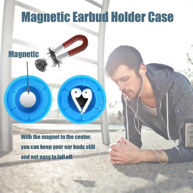 Alt view image 2 of 6 - Wired Earbud Case Earphone Headphone Cord Organizer Earbuds Wrap Soft Silicone Magnetic Holder Storage Tangle Free Cable Winder(Blue)