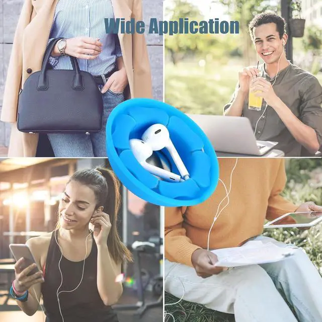Alt view image 5 of 6 - Wired Earbud Case Earphone Headphone Cord Organizer Earbuds Wrap Soft Silicone Magnetic Holder Storage Tangle Free Cable Winder(Blue)