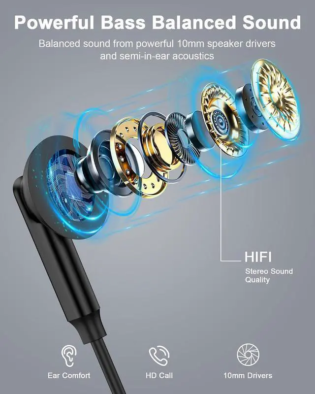Alt view image 3 of 7 - Wired Earbuds USB C for iPhone 17e 16e 17 Air 16 Pro Max 15 | Black | Type C Corded Earphones Earpods Cable with Mic USB C Wired Headphones for Galaxy S26 S25 S24 Ultra S23 Pixel 10 9