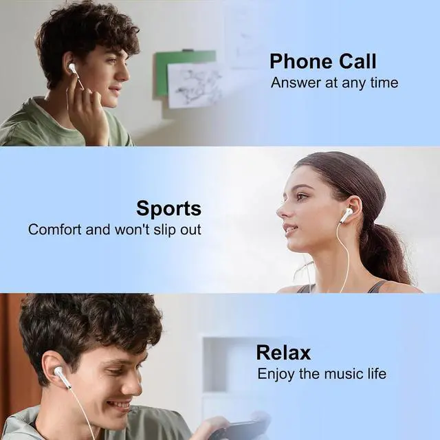 Alt view image 4 of 6 - USB C Earphones Headset Headphone Wired Type C Earbuds Mic & Noise Cancelling USBC Ear Air Buds pods for iPhone 16 15 Pro Max iPad Earpods Galaxy S25/S24/S23/ Google Pixel LG Moto