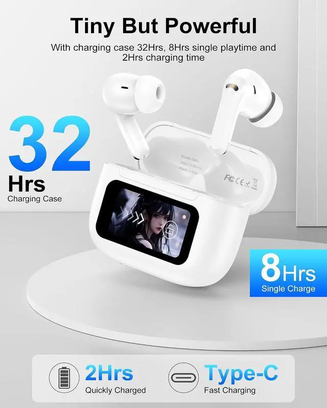 Alt view image 5 of 7 - iPhone 17 Wireless Earphones for i Phone Air 17 Pro Max 17e 16e 16 16pro 15 14 Bluetooth Airpods Noise Cancelling Cordless Earbuds with Touch Screen Headphones in Ear Comfy Ear Buds Headsets