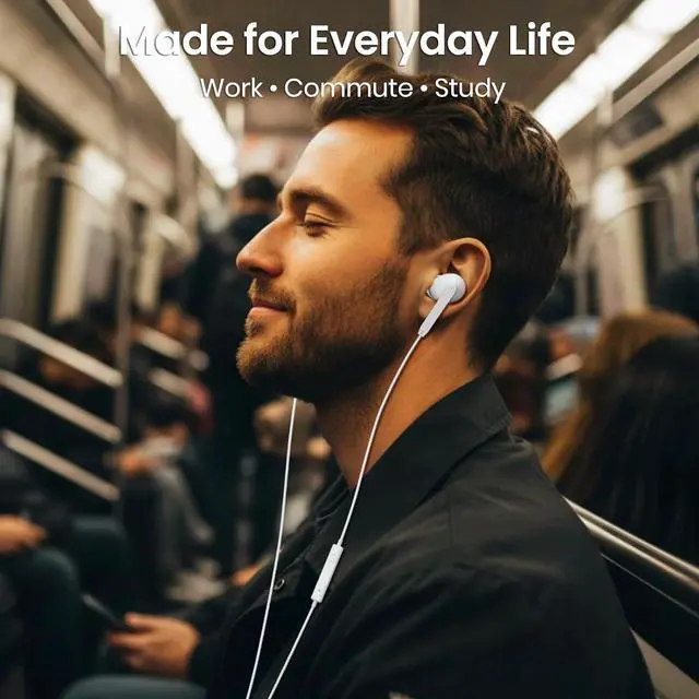 Alt view image 3 of 7 - USB C Wired Earbuds USB C Headphones Wired with Microphone 2 Pack for iPhone 17/16/15 Pro Max Plus Type C in-Ear Earphones HiFi Stereo No Latency Comfortable for All-Day Use for Android