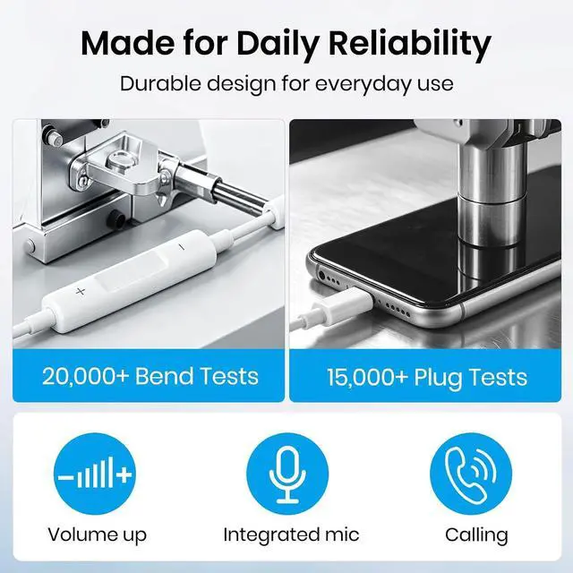 Alt view image 6 of 7 - USB C Wired Earbuds USB C Headphones Wired with Microphone 2 Pack for iPhone 17/16/15 Pro Max Plus Type C in-Ear Earphones HiFi Stereo No Latency Comfortable for All-Day Use for Android