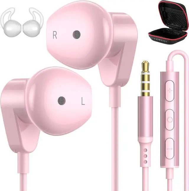 Main image of Wired Earbuds Headphones for MacBook Pro Air Laptop Wired Earphones Corded 3.5mm Jack Plug-in Ear Buds with Microphone Volume Control for iPhone//Android/PC/Game Console/Kid/School Pink