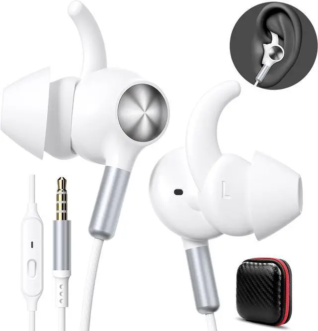 Main image of 3.5mm Wired Earbuds Sport in-Ear Headphones Mute Mic Stereo Bass | Aux Earphones with Anti Fall/Hurt Wingtips Noise Isolating for iPhone//Android/Laptop/PC/School/Running/MP3