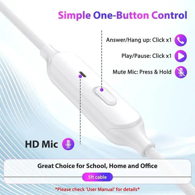 Alt view image 6 of 7 - 3.5mm Wired Earbuds Sport in-Ear Headphones Mute Mic Stereo Bass | Aux Earphones with Anti Fall/Hurt Wingtips Noise Isolating for iPhone//Android/Laptop/PC/School/Running/MP3