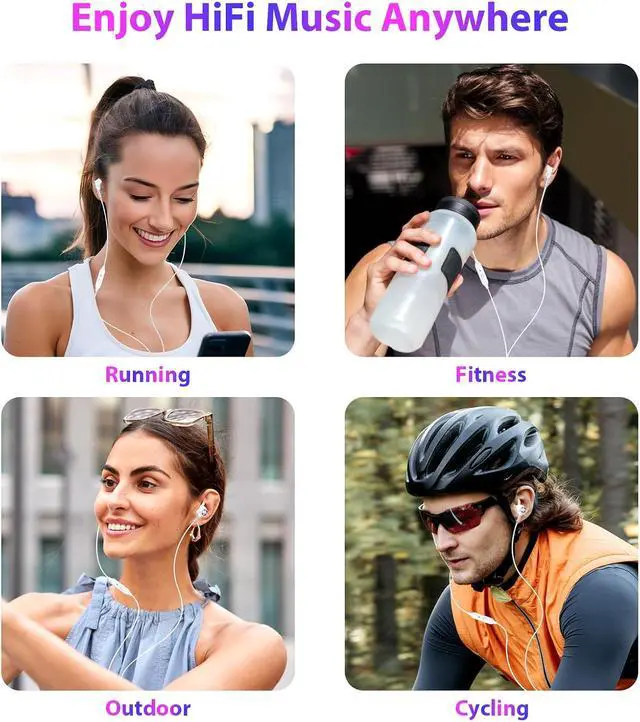 Alt view image 7 of 7 - 3.5mm Wired Earbuds Sport in-Ear Headphones Mute Mic Stereo Bass | Aux Earphones with Anti Fall/Hurt Wingtips Noise Isolating for iPhone//Android/Laptop/PC/School/Running/MP3
