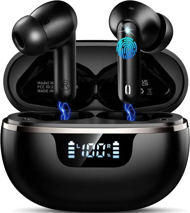 Main image of Wireless Earbuds Bluetooth 5.4 Headphones Deep Bass Stereo in-Ear Earphones with 4 ENC Mics 45H Playtime LED Display Mini Charging Case Ear Buds IP7 Waterproof Wireless Headphones for Android iOS