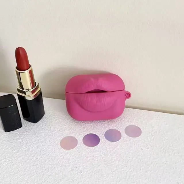 Alt view image 3 of 7 - for Galaxy Bud 3 Pro Case/Buds3/Buds 3 FE Creative Fashionable Novelty Pink Lips Silicone Shockproof Protective Cover Headphone Earphone EarPods Case Accessories -Rose Lips