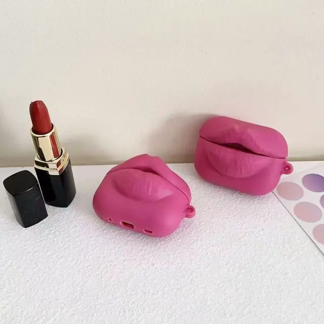 Alt view image 4 of 7 - for Galaxy Bud 3 Pro Case/Buds3/Buds 3 FE Creative Fashionable Novelty Pink Lips Silicone Shockproof Protective Cover Headphone Earphone EarPods Case Accessories -Rose Lips