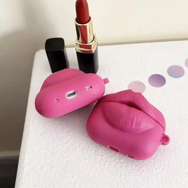 Alt view image 5 of 7 - for Galaxy Bud 3 Pro Case/Buds3/Buds 3 FE Creative Fashionable Novelty Pink Lips Silicone Shockproof Protective Cover Headphone Earphone EarPods Case Accessories -Rose Lips