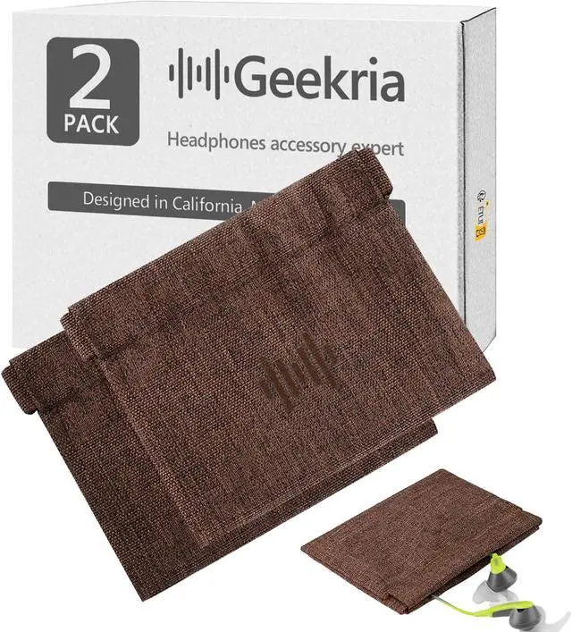 Main image of Geekria 2 Pack Sports Earbuds Pouch Fitness Earbuds Protective Case in-Ear Headphones Travel Bag Compatible with EarPods JayBird X3 Jabra Wave Ausdom S10 (Brown)