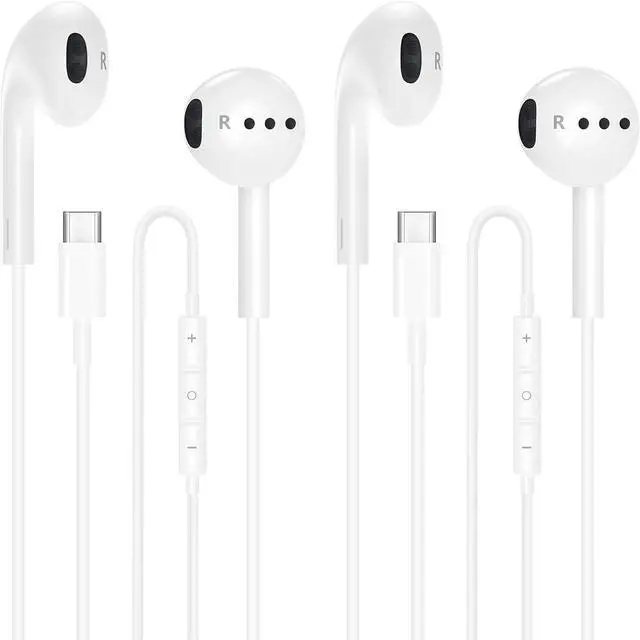 Main image of EarPods Headphones with USB-C Connector for iPhone 17 16 15 2Pack Wired Ear Buds Hi-Fi Earbuds with Built-in Remote to Control Music Volume and Calling Microphone for iPhone 17 16 15 Pro iPad