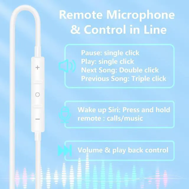 Alt view image 3 of 7 - EarPods Headphones with USB-C Connector for iPhone 17 16 15 2Pack Wired Ear Buds Hi-Fi Earbuds with Built-in Remote to Control Music Volume and Calling Microphone for iPhone 17 16 15 Pro iPad