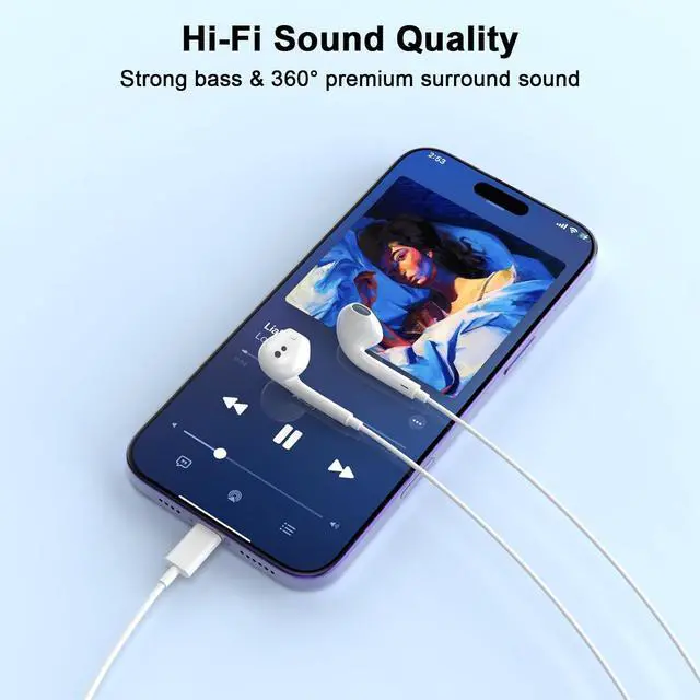 Alt view image 4 of 7 - 2 Pack Wired Headphones for iPhone Earbuds Built-in Microphone & Volume Control Nosie Reduction Headsets Compatible with iPhone 14/13/12/11/XR/XS/X/8/7/SE/Pro/Pro Max/Support All iOS System