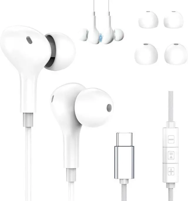Main image of USB-C Wired Headphones for iPhone 17/17 Pro/17 Pro Max Earphones with Built-in Microphone & Volume Control Compatible with iPhone 16/15 Series iPad Pro/Air Galaxy S25 (Type C)