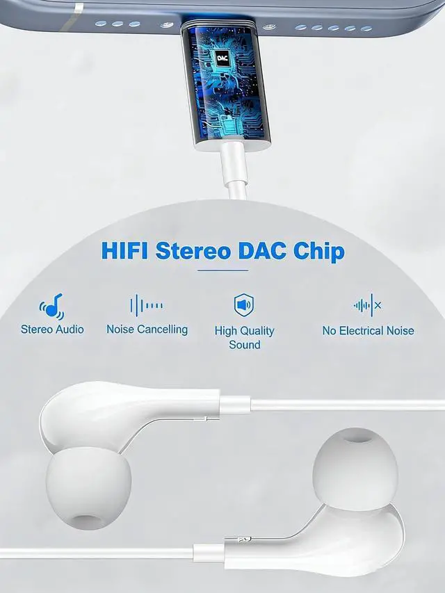 Alt view image 6 of 7 - USB-C Wired Headphones for iPhone 17/17 Pro/17 Pro Max Earphones with Built-in Microphone & Volume Control Compatible with iPhone 16/15 Series iPad Pro/Air Galaxy S25 (Type C)