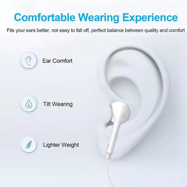 Alt view image 6 of 7 - 2 Pack Wired Earbuds for iPhone In-Ear Headphones 3.5mm Jack Earphones Noise Isolating Headset With Microphone Lightweight Wired for iPod for iPad Android MP3 Tablets Laptops and More device -White