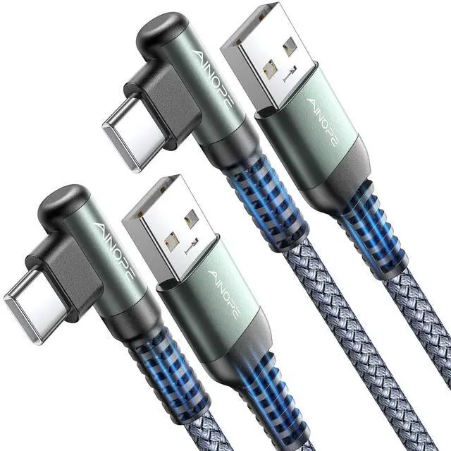 Main image of USB A to USB C Cable Short 3. 3FT 2-Pack Right Angle Fast Charging & Data Sync Nylon Braided Carplay Android Auto Car Charger Cord for iPhone 17 16 15 Galaxy iPad Pro Air Android Phones