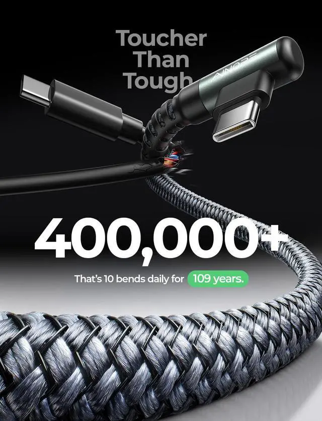 Alt view image 5 of 7 - USB A to USB C Cable Short 3. 3FT 2-Pack Right Angle Fast Charging & Data Sync Nylon Braided Carplay Android Auto Car Charger Cord for iPhone 17 16 15 Galaxy iPad Pro Air Android Phones