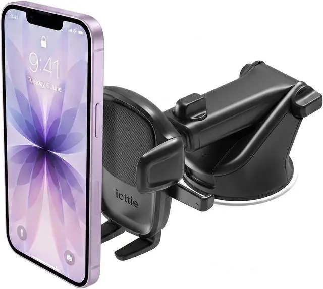 Main image of Easy One Touch Signature Dashboard & Windshield Universal Car Mount Phone Holder Desk Stand with Suction Cup Base and Telescopic Arm for iPhone Google More Smartphones