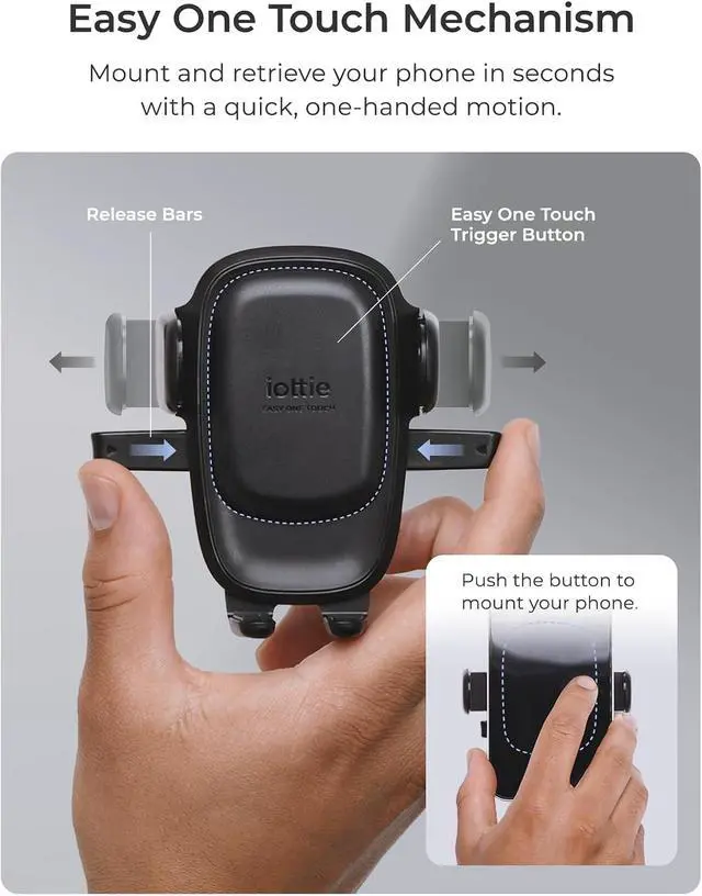 Alt view image 2 of 6 - Easy One Touch Advanced Universal Car Mount Dashboard & Windshield Suction Cup Phone Holder for iPhone Google All Smartphones