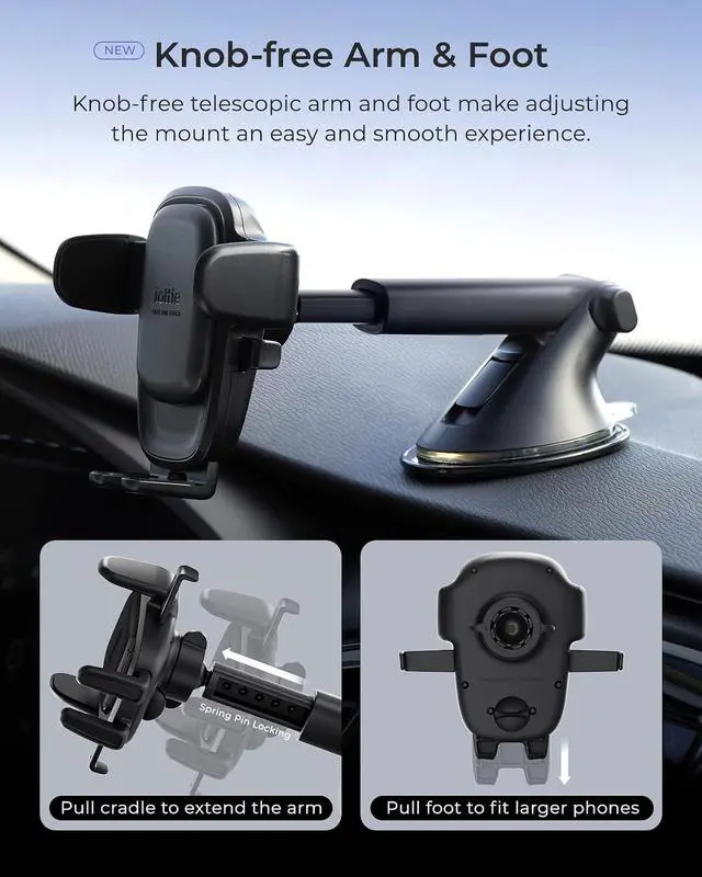 Alt view image 3 of 6 - Easy One Touch Advanced Universal Car Mount Dashboard & Windshield Suction Cup Phone Holder for iPhone Google All Smartphones