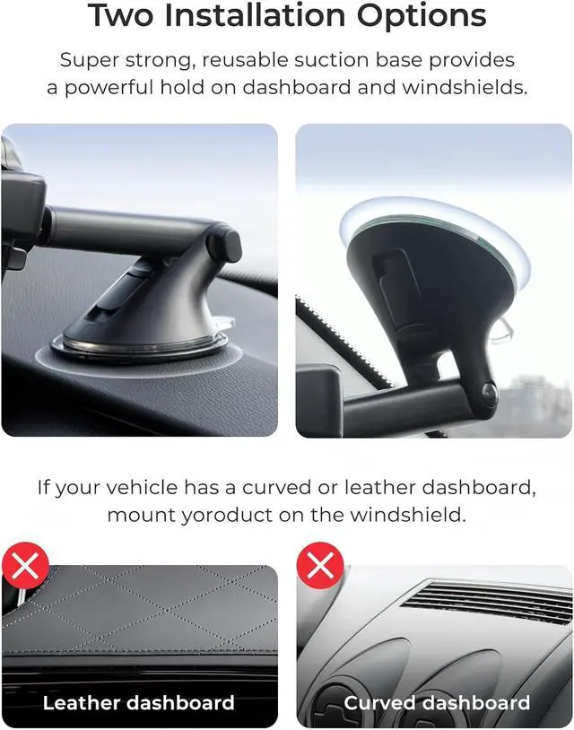 Alt view image 4 of 6 - Easy One Touch Advanced Universal Car Mount Dashboard & Windshield Suction Cup Phone Holder for iPhone Google All Smartphones