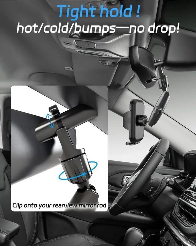 Alt view image 3 of 7 - 2026 Upgraded Rear View Mirror Phone Holders for Your Car Multi-Directional Dual 360 Rotatable Adjustment Phone Mount for iPhone Android Cell Phones