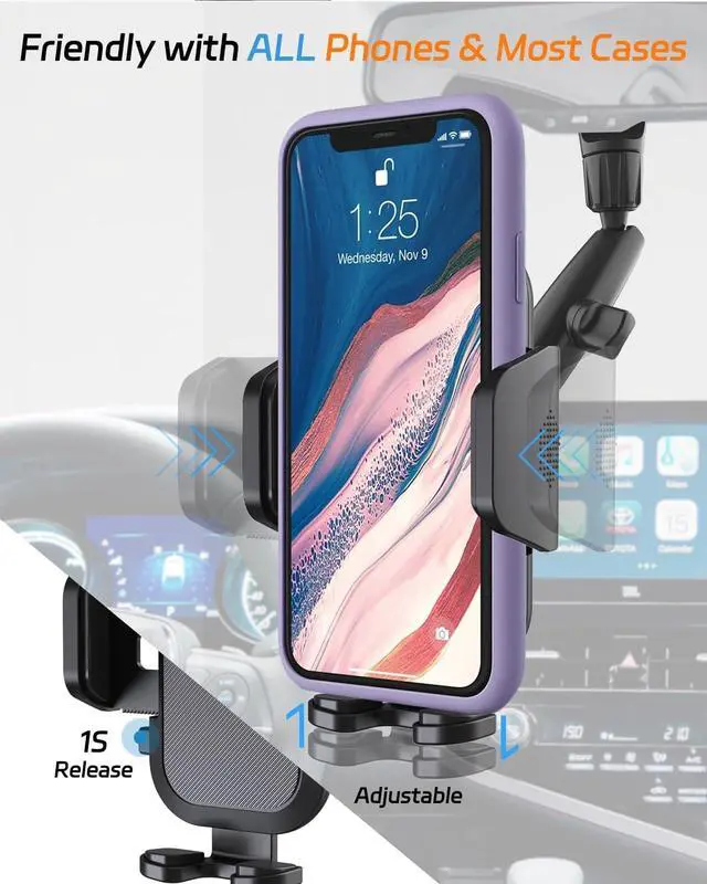 Alt view image 6 of 7 - 2026 Upgraded Rear View Mirror Phone Holders for Your Car Multi-Directional Dual 360 Rotatable Adjustment Phone Mount for iPhone Android Cell Phones