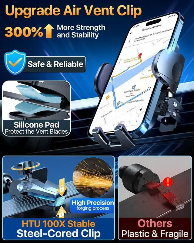 Alt view image 6 of 7 - Upgraded Strongest Suction & Pro Military-Grade Certs Ultimate Car Phone Mount360°Rotatable SuctionCell Phone Holders Truck Stand for Dashboard Windshield Vent for iPhone 17 Pro Max Black