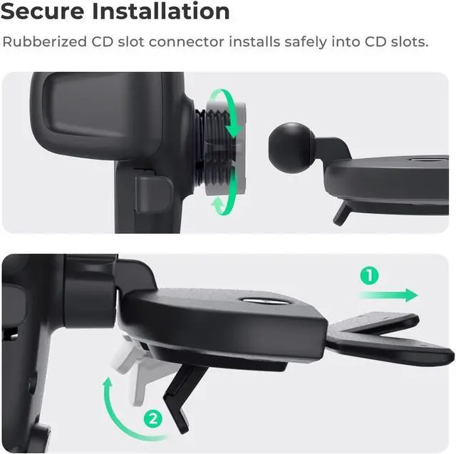 Alt view image 4 of 7 - Easy One Touch Signature CD Slot Mount - Universal Car Phone Holder for iPhone Google Moto LG and all other Smartphones