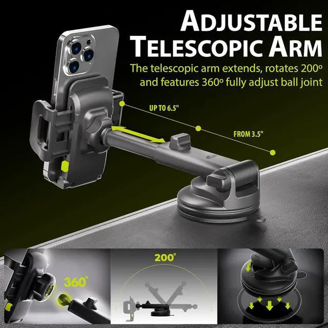 Alt view image 5 of 7 - TripGrip Series Cell Phone Mount Phone Holder for Car Dashboard Windshield Vent Expandable