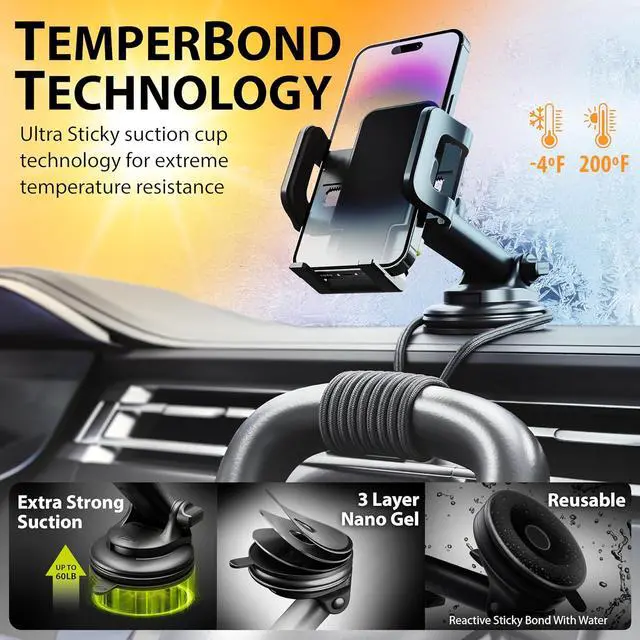 Alt view image 3 of 7 - TripGrip Series Cell Phone Mount Phone Holder for Car Dashboard Windshield Vent Expandable