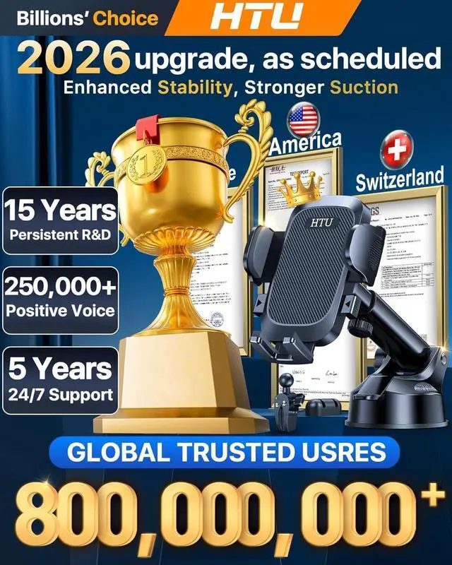 Alt view image 2 of 7 - Car Phone Holder2026 Upgraded 100+LBS Suction & Safety Cert Cell Phone Car Mount for Truck Heavy Duty Phone Holder for Dashboard/Windshield/Vent for iPhone 17 16 Pro Max Dark Black