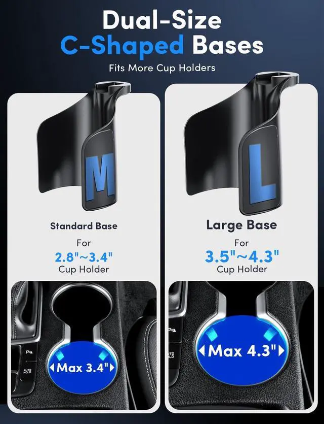 Alt view image 3 of 7 - Cup Holder Phone Holder for Magsafe Car Phone Holder Magnetic Upgraded 2 in 1 Cup Holder Phone Mount with Dual Adjustable Bases Powerful N55 Magnet 15 Height for iPhone 17 Pro Max 16 15