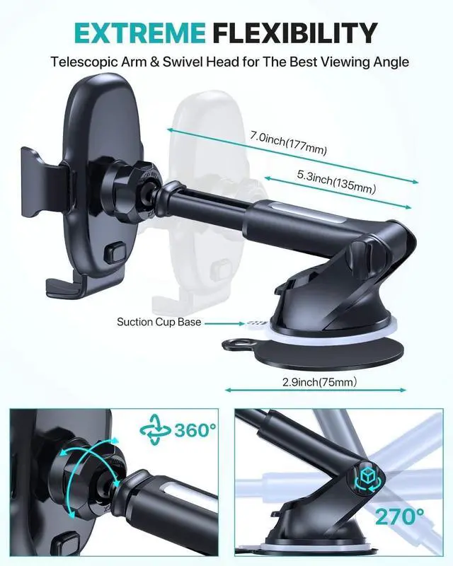 Alt view image 5 of 7 - Phone Holders for Your Car Universal Car Phone Holder Mount for Car Dashboard Air Vent Windshield Hands Free Cell Phonen Car Mount Compatible with iPhone Android and All Smartphones