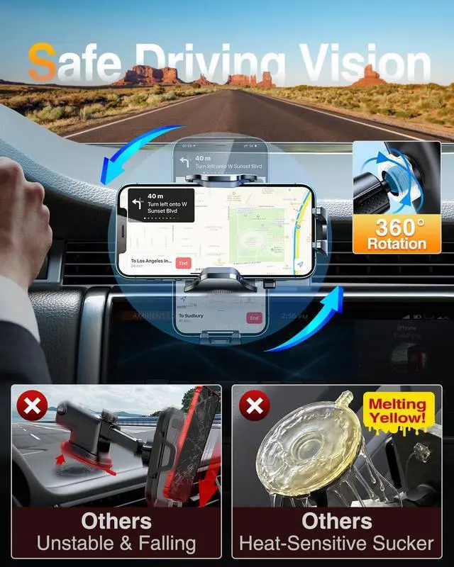 Alt view image 5 of 7 - 2026 Phone Holders for Your Car Ultimate Military-Grade Car Phone Holder MountPatent & Safety CertsUpgraded Shockproof Truck Air Vent Phone Mount for iPhone 17 Pro Max 16 15 Android