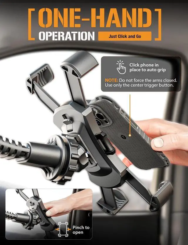 Alt view image 2 of 7 - Mammoth Truck Windshield Phone Mount Vibration Absorbing Car Phone holder with One-hand Quick Release Double-ribbed Gooseneck Expandable Claw Grip 360 rotation Extra Large Suction Cup