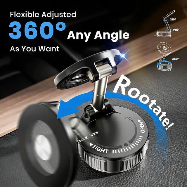 Alt view image 4 of 6 - for Magsafe Car Phone Mount Magnetic Car Phone Holder Mount 360°Reinforced 78Lbs Ultra Suction Phone Mount for iPhone Wireless Phone Holder for Car Dashboard Windshield Black