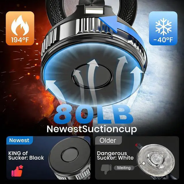 Alt view image 5 of 6 - for Magsafe Car Phone Mount Magnetic Car Phone Holder Mount 360°Reinforced 78Lbs Ultra Suction Phone Mount for iPhone Wireless Phone Holder for Car Dashboard Windshield Black