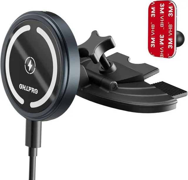 Main image of 15W Magsafe Car Mount Charger for iPhone 17 Fast Wireless Charging Magnetic CD Slot Holder with 3M Adhesive Base for Dashboard Aluminum Shell Compatible with iPhone 16 15 14 Series Gray
