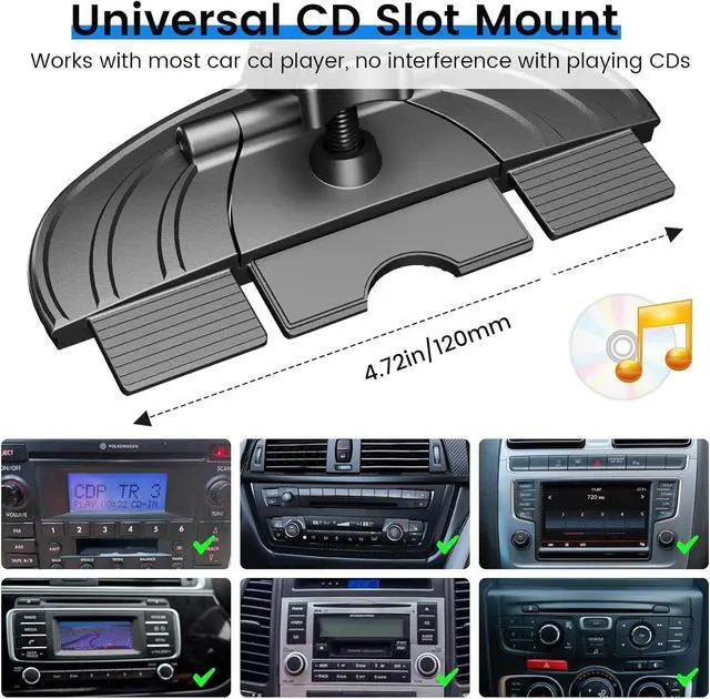 Alt view image 5 of 7 - 15W Magsafe Car Mount Charger for iPhone 17 Fast Wireless Charging Magnetic CD Slot Holder with 3M Adhesive Base for Dashboard Aluminum Shell Compatible with iPhone 16 15 14 Series Gray